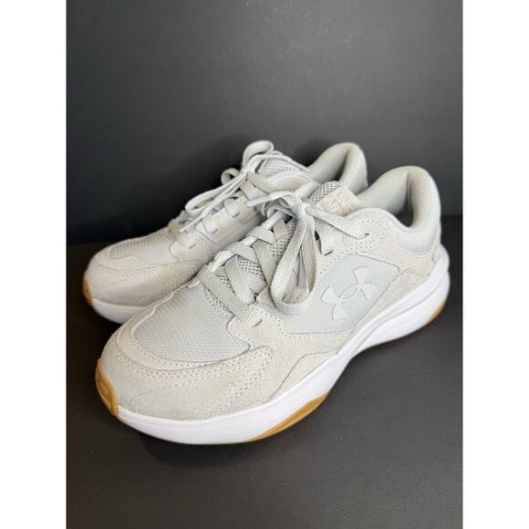 Under Armour Charged Assert 8 Luxe Women’s 7.5 Gray Suede Mesh Sneakers Gum Sole - Picture 1 of 7